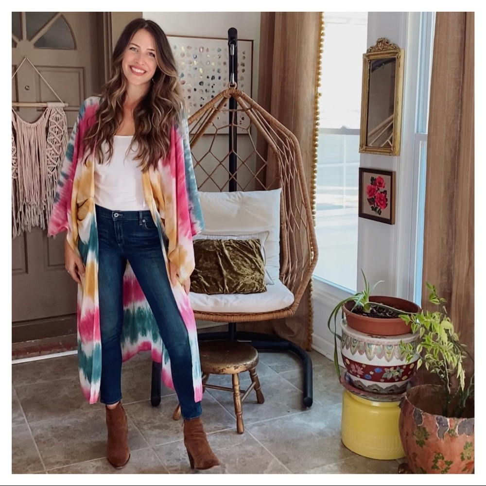 Multi Color Boho Tie Dye Kimono - Picture 2 of 3